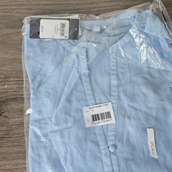 Guess Women's  Ryan Long-Sleeve Voile Top Small Light Blue Sheer - Picture 3 of 3